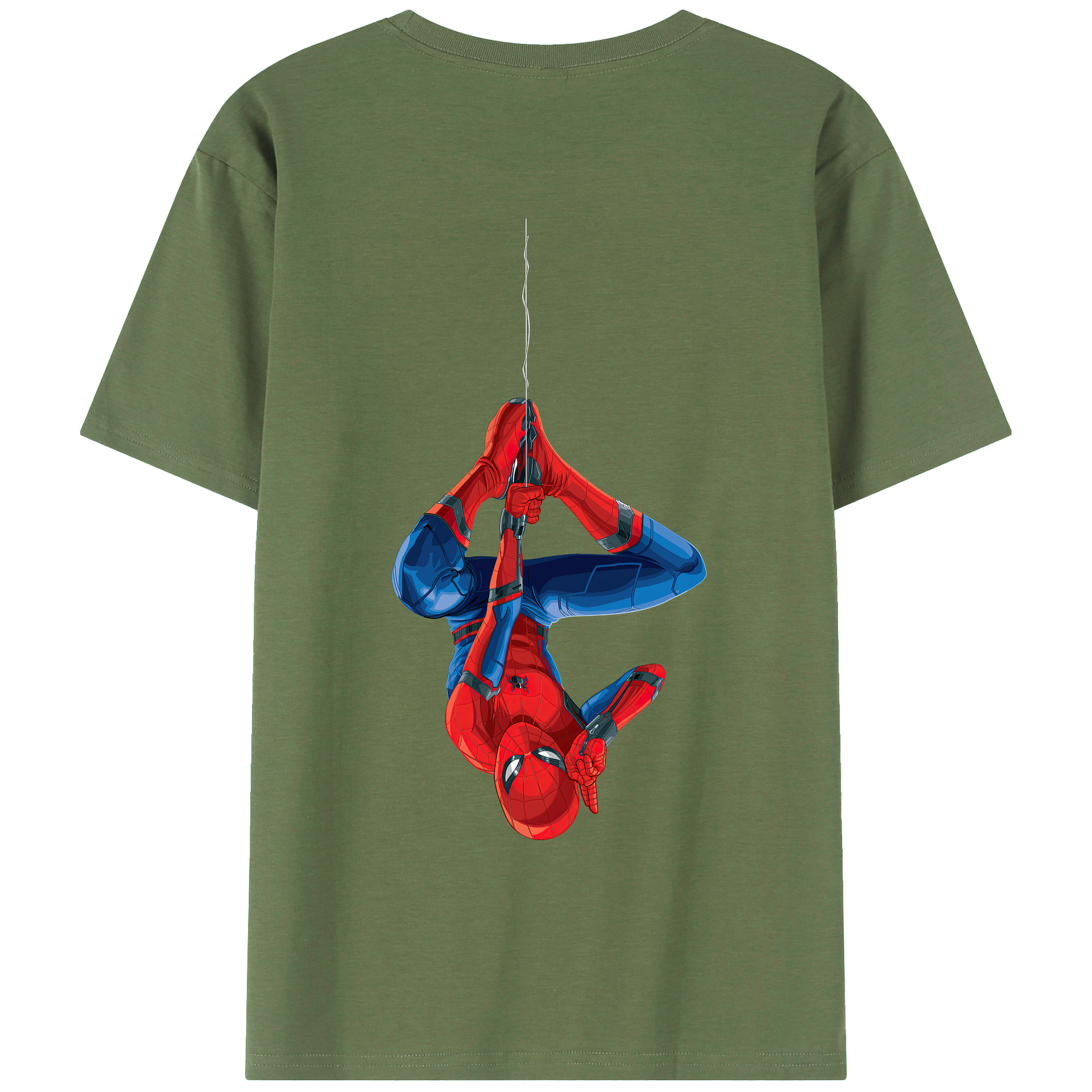 （画像用） Spider Man スパイダーマン 綿100％ メンズ半袖Tシャツ（バックプリント） 通気性